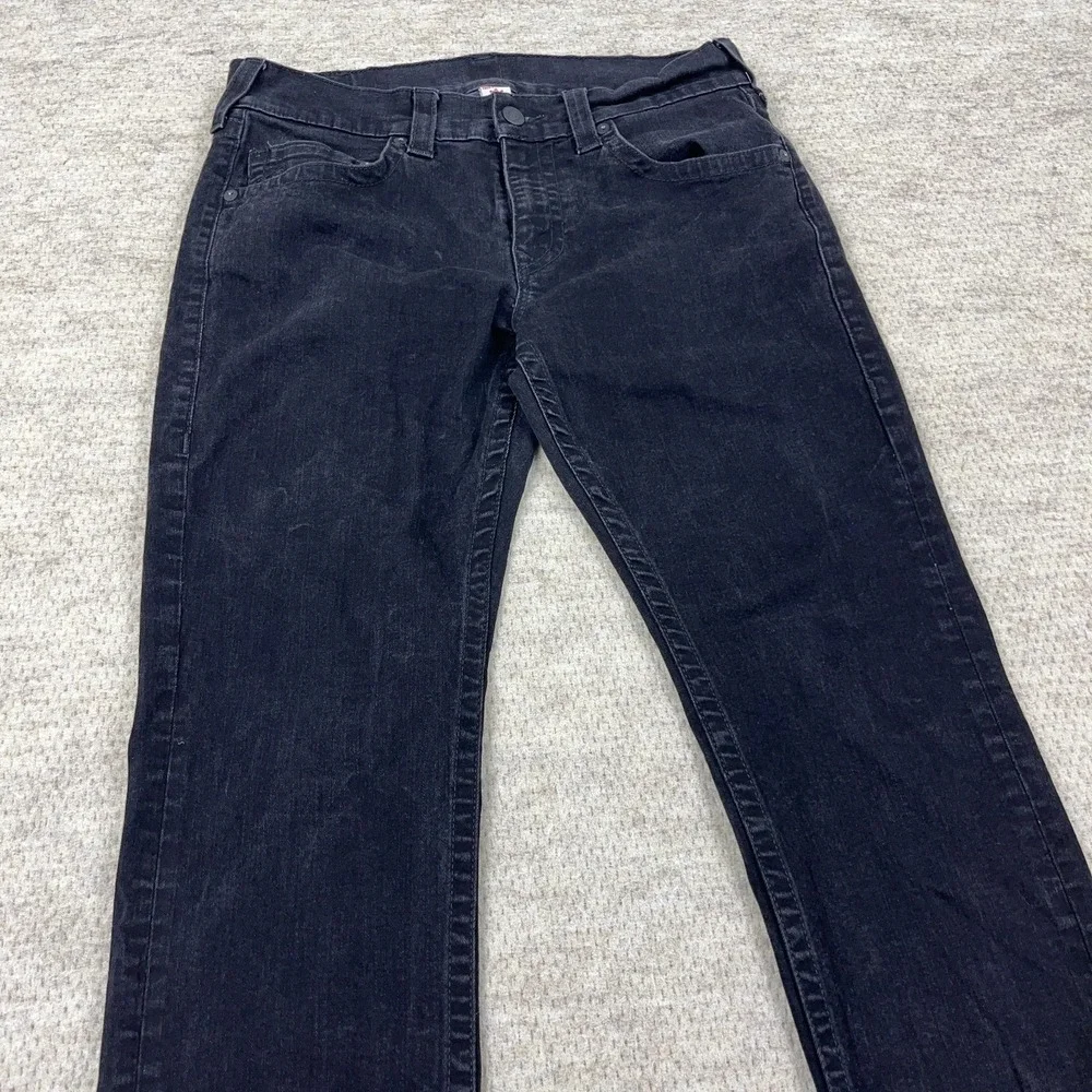 True Religion Jeans Men 34X32 Black Denim Geno Relaxed Slim Fit Black Wash Adult